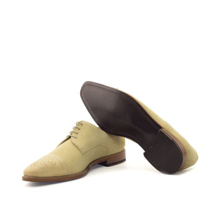 Ambrogio 2963 Bespoke Custom Men's Shoes Sand Suede Leather Derby Oxfords (AMB1547)-AmbrogioShoes