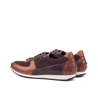 Ambrogio 3355 Bespoke Custom Men's Shoes Three-Tone Brown Suede / Calf-Skin Leather Corsini Casual Sneakers (AMB1592)-AmbrogioShoes