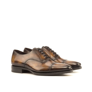 Ambrogio 3953 Bespoke Custom Men's Shoes Tobacco Brown Patina Leather Oxfords (AMB1545)-AmbrogioShoes