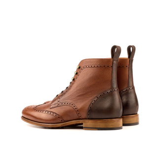 Ambrogio 3898 Bespoke Custom Men's Shoes Two-Tone Brown Full Grain Leather Military Brogue Boots (AMB1516)-AmbrogioShoes