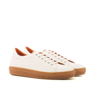 Ambrogio 3725 Bespoke Custom Men's Shoes White Calf-Skin Leather Casual Sneakers (AMB1630)-AmbrogioShoes