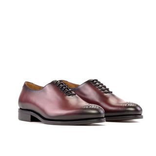 Ambrogio Bespoke Men's Shoes Burgundy Calf-SKin Leather Wholecut Oxfords (AMB2531)-AmbrogioShoes