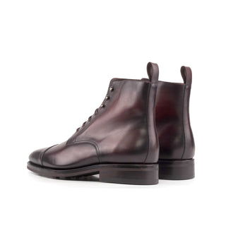 Ambrogio Bespoke Men's Shoes Burgundy Calf-Skin Leather Jumper Boots (AMB2462)-AmbrogioShoes