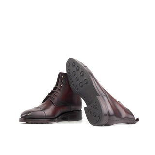 Ambrogio Bespoke Men's Shoes Burgundy Calf-Skin Leather Jumper Boots (AMB2462)-AmbrogioShoes