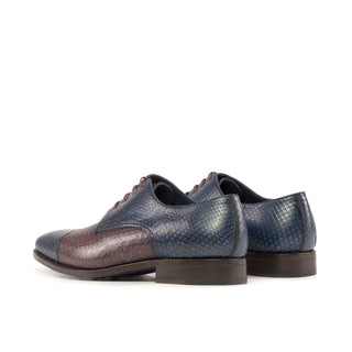 Ambrogio Bespoke Men's Shoes Burgundy & Navy Exotic Python Derby Oxfords (AMB2340)-AmbrogioShoes