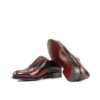 Ambrogio Bespoke Men's Shoes Burgundy Patina Leather Classic Cap-Toe Oxfords (AMB2382)-AmbrogioShoes