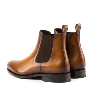 Ambrogio Bespoke Men's Shoes Cognac Calf-Skin Leather Chelsea Boots (AMB2257)-AmbrogioShoes