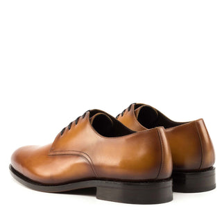 Ambrogio Bespoke Men's Shoes Cognac Calf-Skin Leather Derby Oxfords (AMB2268)-AmbrogioShoes