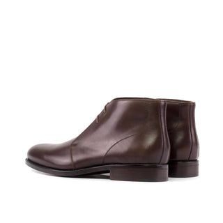 Ambrogio Bespoke Men's Shoes Dark Brown Calf-Skin Leather Chukka Boots (AMB2466)-AmbrogioShoes