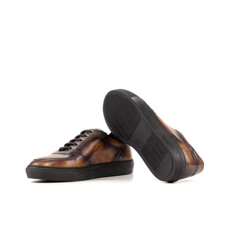 Ambrogio Bespoke Men's Shoes Fire Patina Leather Trainer Sneakers (AMB2279)-AmbrogioShoes