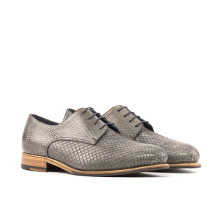 Ambrogio Bespoke Men's Shoes Gray Exotic Python Derby Oxfords (AMB2422)-AmbrogioShoes