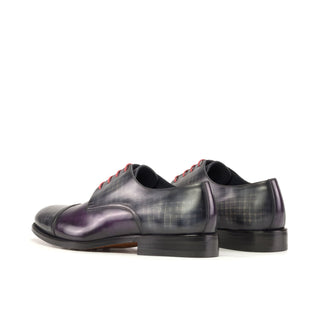 Ambrogio Bespoke Men's Shoes Gray & Purple Patina Leather Derby Oxfords (AMB2424)-AmbrogioShoes