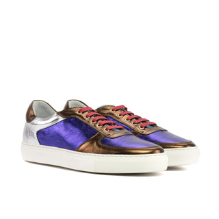 Ambrogio Bespoke Men's Shoes Multi Color Metallic Calf-Skin Leather Trainer Sneakers (AMB2561)-AmbrogioShoes