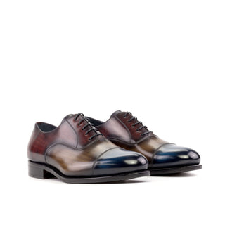 Ambrogio Bespoke Men's Shoes Multi-Color Patina Leather Lace-Up Oxfords (AMB2280)-AmbrogioShoes