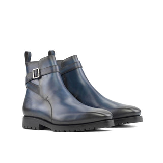 Ambrogio Bespoke Men's Shoes Navy Calf-Skin Leather Jodhpur Boots (AMB2294)-AmbrogioShoes