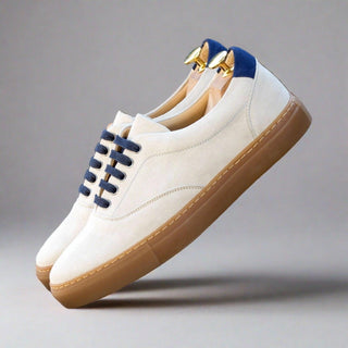 Ambrogio Bespoke Navy & Ivory Suede Top Sider Sneakers (AMB2522)