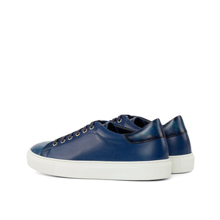 Ambrogio Bespoke Navy Patina Leather Sneakers (AMB2556)