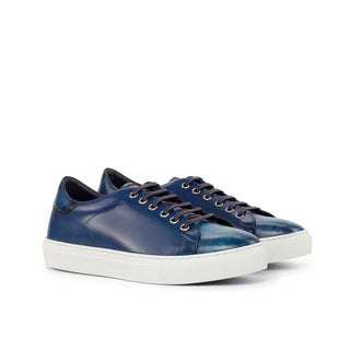 Ambrogio Bespoke Navy Patina Leather Sneakers (AMB2556)
