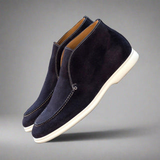 Ambrogio Bespoke Navy Suede Moccasin Sport Boots (AMB2520)