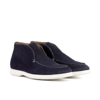 Ambrogio Bespoke Navy Suede Moccasin Sport Boots (AMB2520)