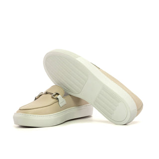 Ambrogio Bespoke Nude Full Grain Leather Slip-On Belgian Horsebit Sneakers (AMB2553)