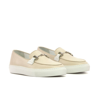 Ambrogio Bespoke Nude Full Grain Leather Slip-On Belgian Horsebit Sneakers (AMB2553)