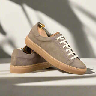 Ambrogio Bespoke Taupe Vegan Suede Casual Trainer Sneakers (AMB2560)