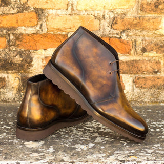 Ambrogio Bespoke Tobacco Patina Leather Chukka Boots (AMB2286)