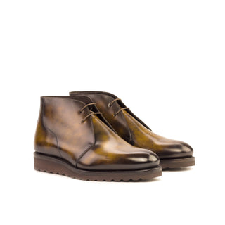 Ambrogio Bespoke Tobacco Patina Leather Chukka Boots (AMB2286)
