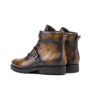 Ambrogio Bespoke Tobacco Patina Leather Hiking Boots (AMB2395)