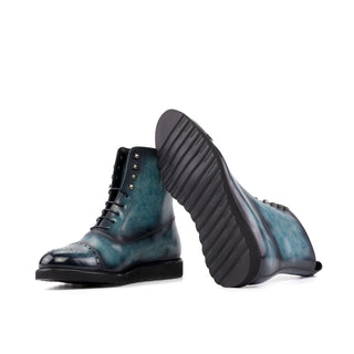 Ambrogio Bespoke Turquoise Patina Leather Balmoral Boots (AMB2272)