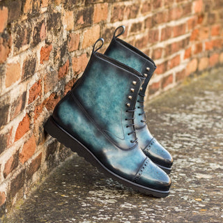 Ambrogio Bespoke Turquoise Patina Leather Balmoral Boots (AMB2272)