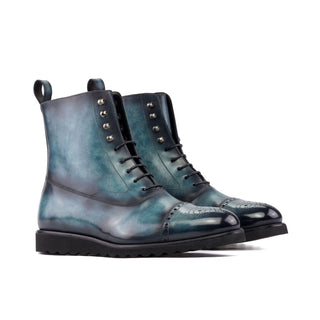 Ambrogio Bespoke Turquoise Patina Leather Balmoral Boots (AMB2272)