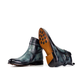 Ambrogio Bespoke Turquoise Patina Leather Jodhpur Boots (AMB2430)