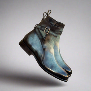 Ambrogio Bespoke Turquoise Patina Leather Jodhpur Boots (AMB2430)