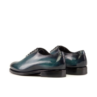 Ambrogio Bespoke Turquoise Patina Leather Whole-Cut Oxfords (AMB2379)