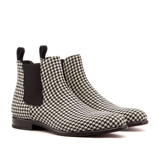 Ambrogio Black & White Houndstooth Sartorial / Lux Suede Chelsea Boots (AMB1007)