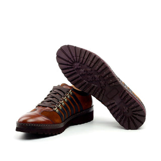 Ambrogio Brown & Black Suede / Calf-Skin Leather Casual Sneakers (AMBS2042-RTW)-AmbrogioShoes