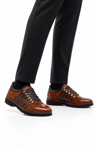 Ambrogio Brown & Black Suede / Leather Casual Sneakers (AMBS2042-RTW)