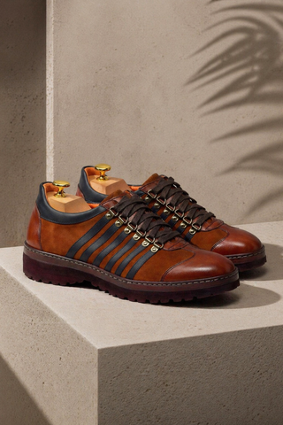 Ambrogio Brown & Black Suede / Leather Casual Sneakers (AMBS2042-RTW)