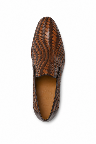 Ambrogio Brown & Cognac Woven Leather Sport Loafers (AMZ1016)