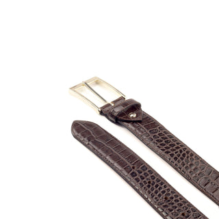 Ambrogio Brown Crocodile Embossed / Leather Hampton Men's Belt (AMBB1019)