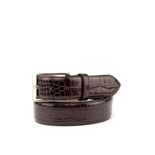 Ambrogio Brown Crocodile Embossed / Leather Hampton Men's Belt (AMBB1019)