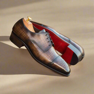 Ambrogio Brown Patina Leather Derby Oxfords (AMB2083)