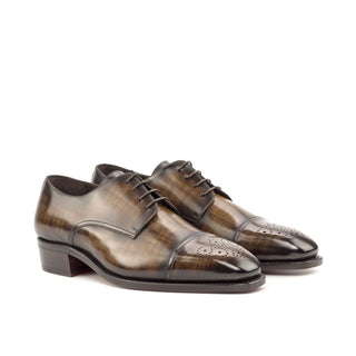Ambrogio Brown Patina Leather Derby Oxfords (AMB2083)