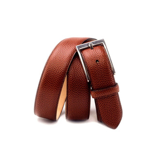Ambrogio Brown Pebble Grain Leather Hampton Men's Belt (AMBB1010)