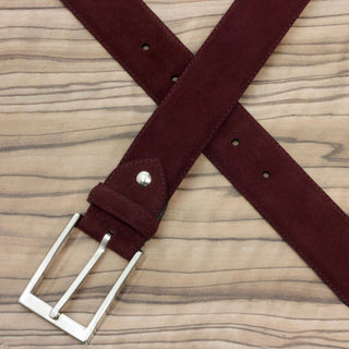 Ambrogio Burgundy Lux Suede Hampton Men's Belt (AMBB1021)