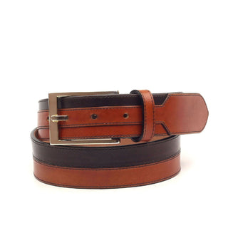 Ambrogio Cognac & Dark Brown Leather Marseille Men's Belt (AMBB1015)