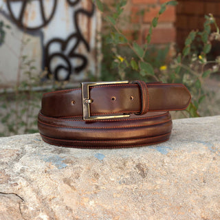 Ambrogio Dark Brown Leather Venice Men's Belt (AMBB1037)