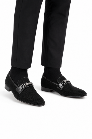 Ambrogio Glass Suede Slip-On Horsebit Loafers (AMZ1020)